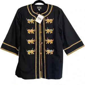 Bob Mackie Wearable Art Black Elephant Jacket Size XL Women's NWT Maximalist
